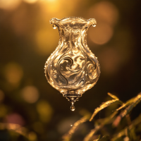 A delicate, ornate glass vase hangs in a sunlit garden, capturing the interplay of light and shadow, embodying the beauty and fragility of hope.